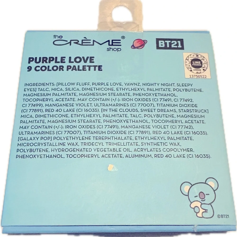 The Crème Shop x BT21 9-Pan Palette in Purple Love - KOYA